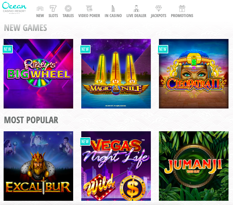 Ocean Casino Online Games