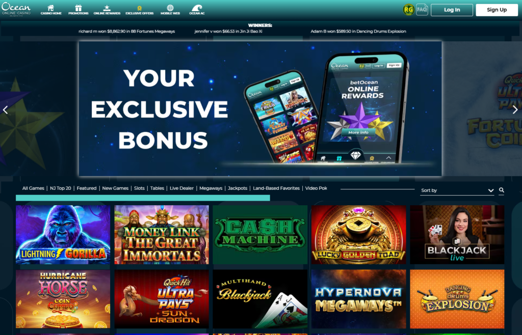 Ocean Online Casino NJ Bonus