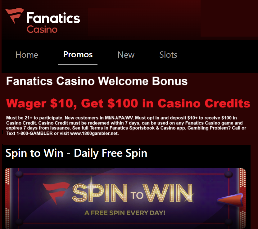 fanatics casino promo code