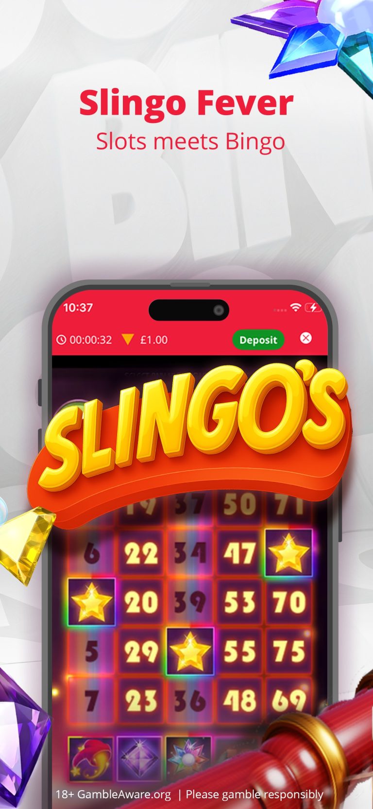 Heart Bingo app Slingo games screen – official App Store screenshot