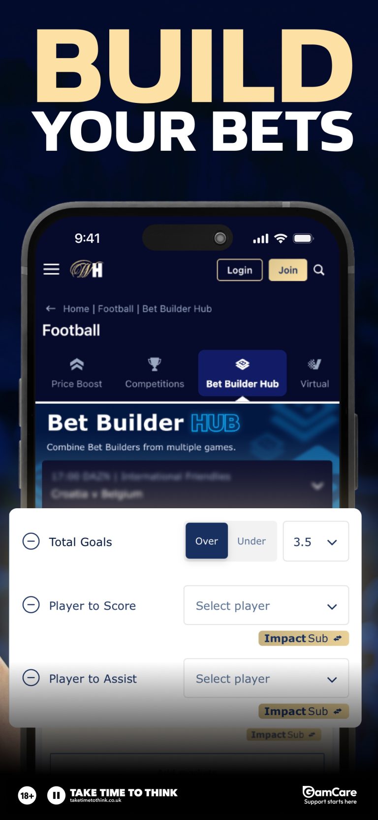 William Hill app Bet Builder screen – official App Store screenshot