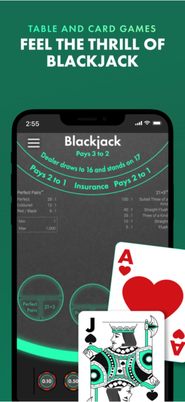 bet365 Casino app blackjack table screen – official App Store screenshot