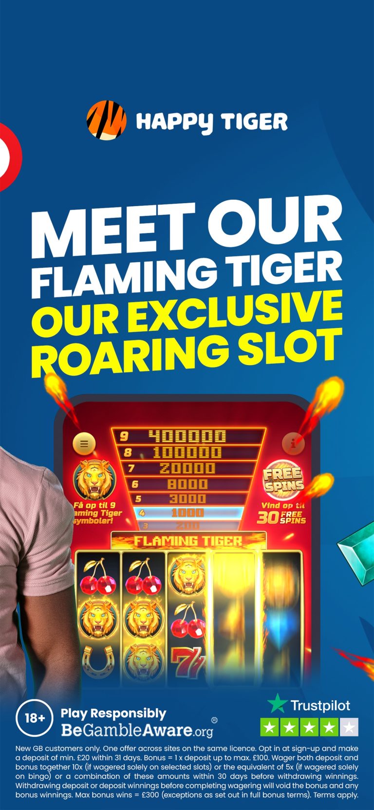 Happy Tiger app Flaming Tiger exclusive slot screen – official App Store screenshot