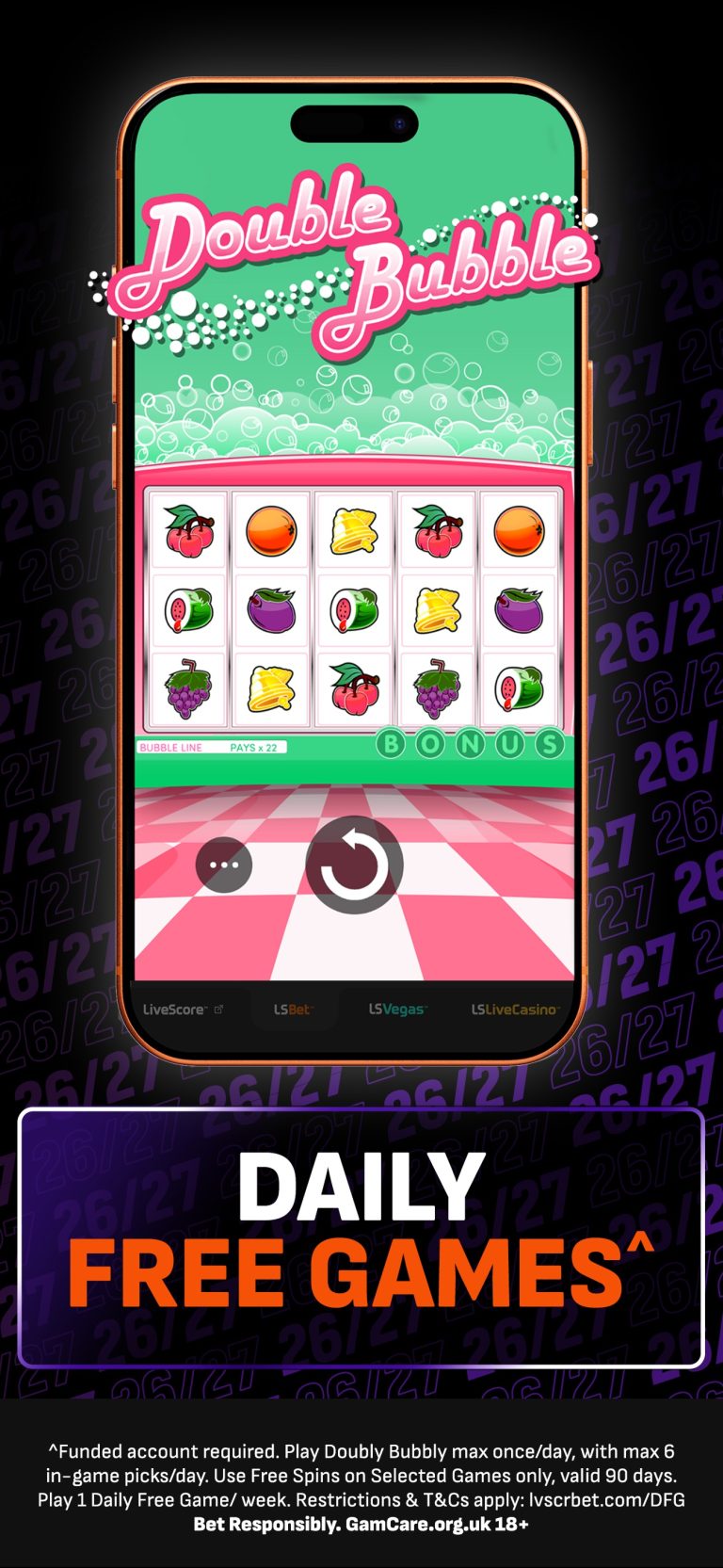 LiveScore Vegas app Daily Free Games screen – official App Store screenshot