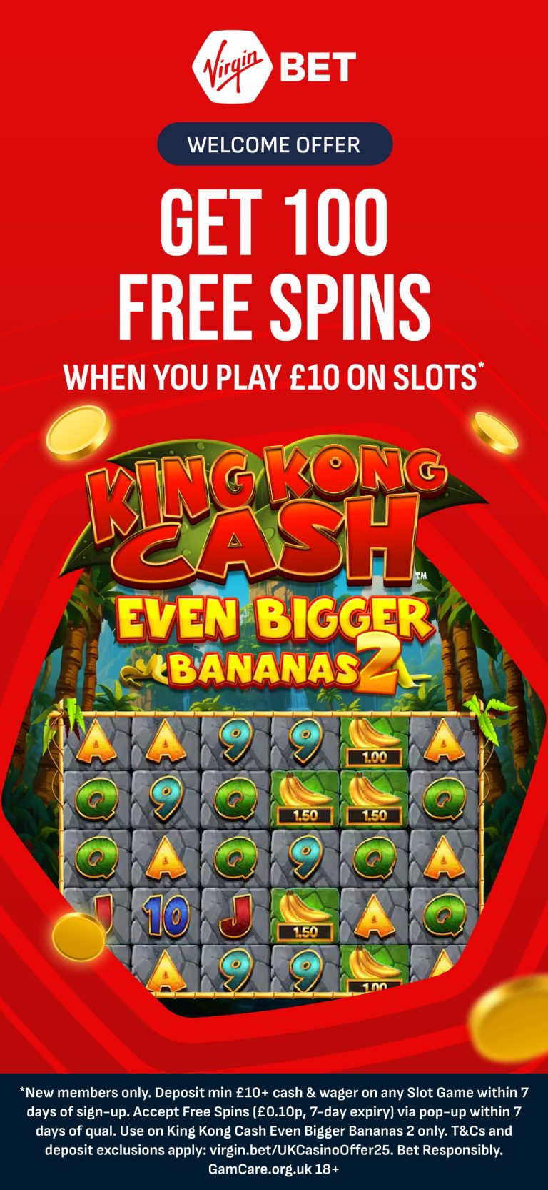 Virgin Bet app casino free spins offer screen – official App Store screenshot